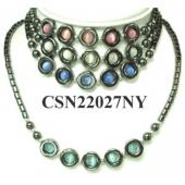 Assorted Color Cat's Eye Opal Beads Hematite Donut Pendant Chain Choker Fashion Necklace
